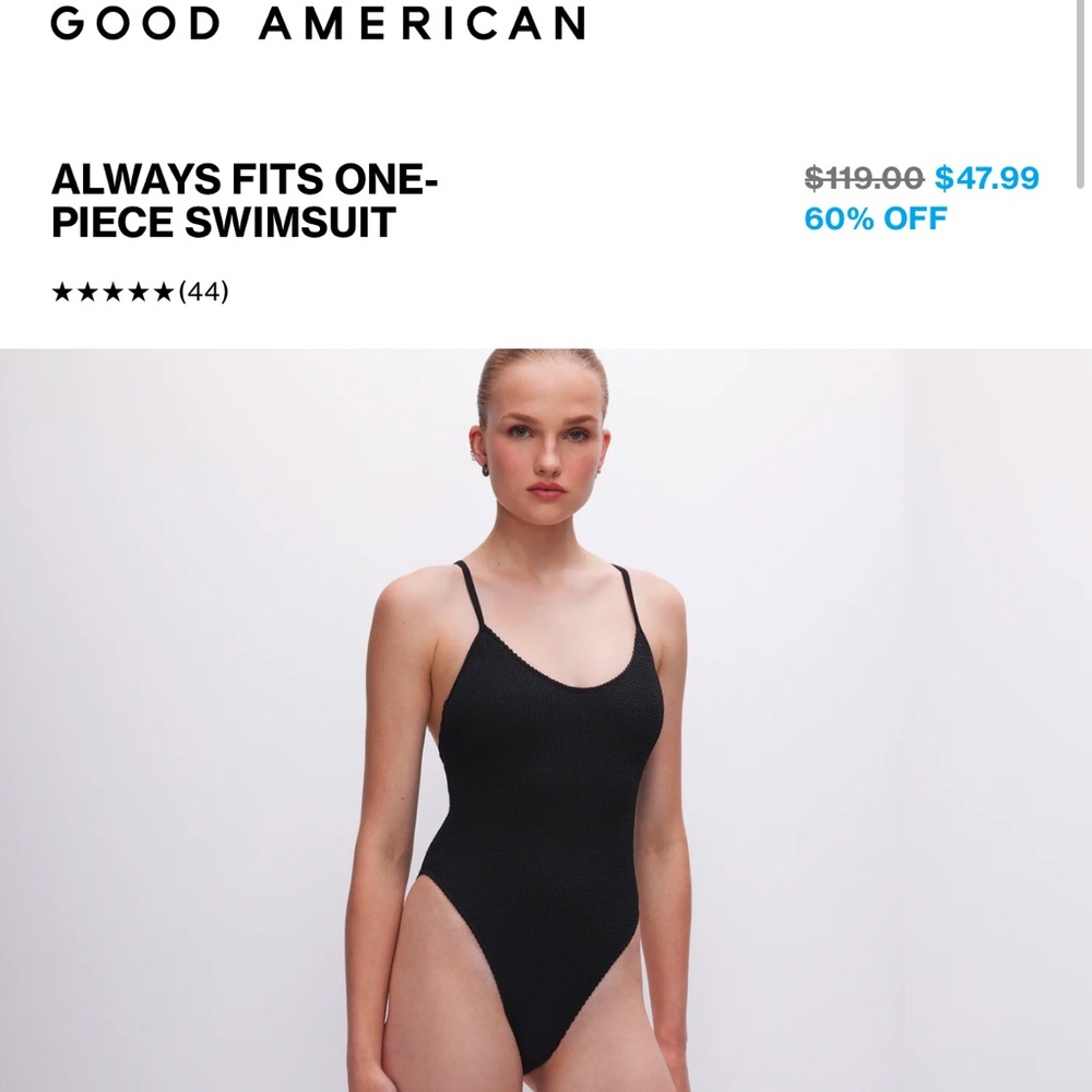 GOOD AMERICAN NWT always fits one piece- black